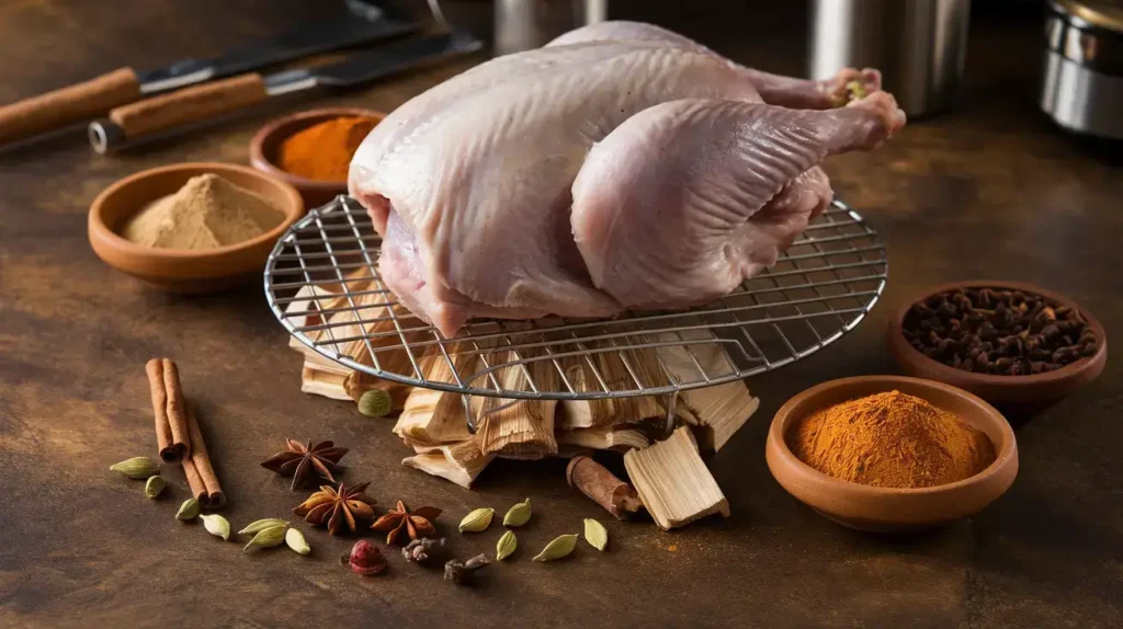 Ingredients for smoked turkey breast preparation