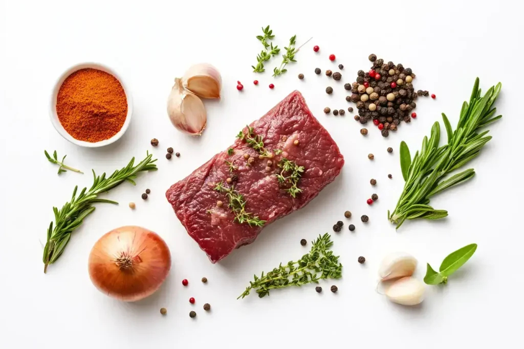 Pot Roast Seasoning Ingredients in a Flat Lay