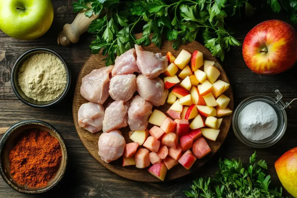 Ingredients for chicken apple sausage.