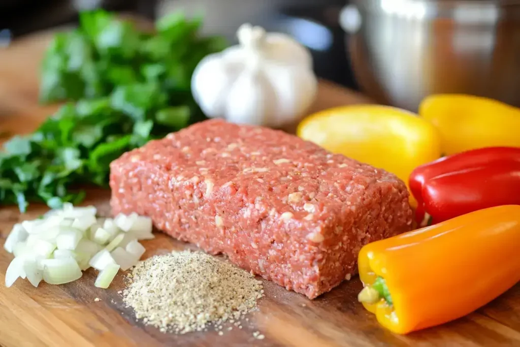 Ingredients for Creole-style meatloaf