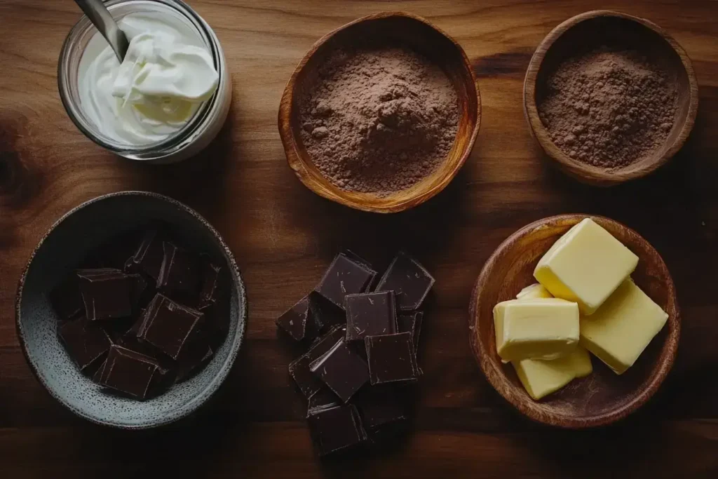 Ingredients for making homemade chocolate truffles