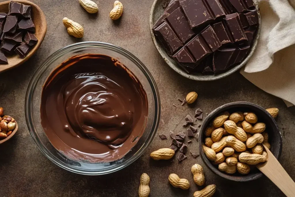 Ingredients for homemade chocolate peanuts