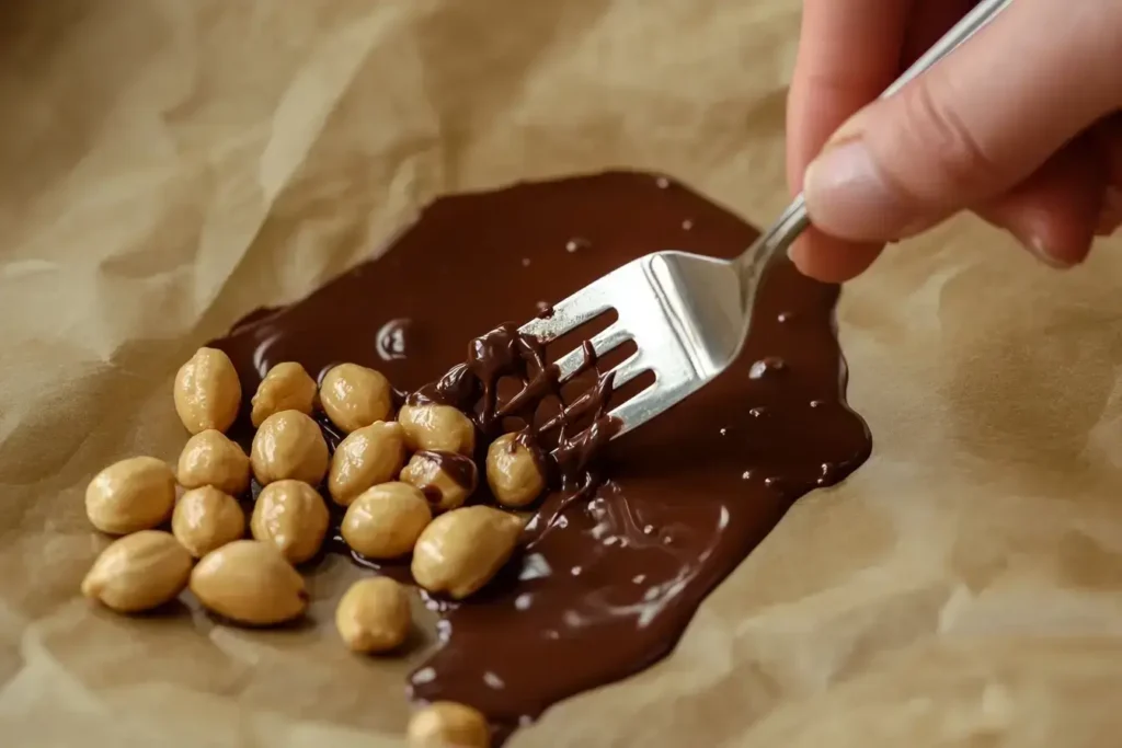 Step-by-step making of chocolate peanuts
