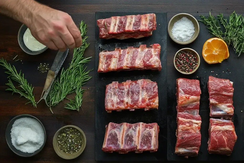 Step-by-step guide for cooking beef back ribs, from preparation to serving.
