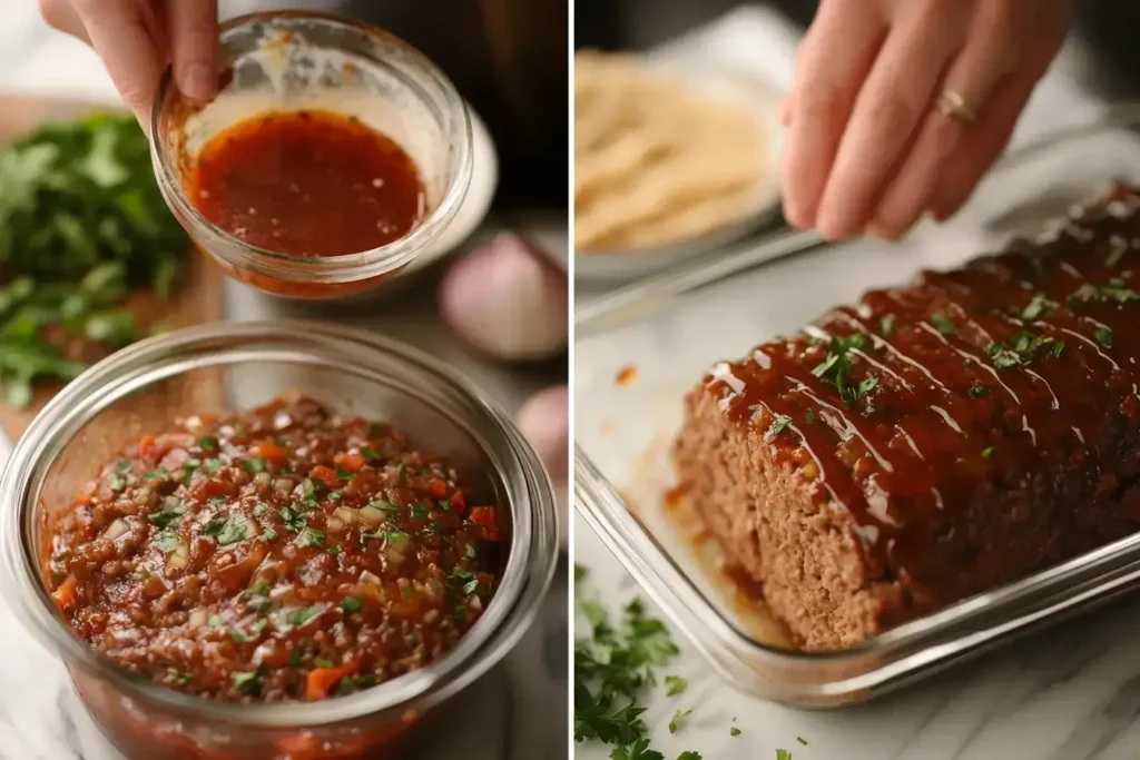 Step-by-step process for making Creole meatloaf