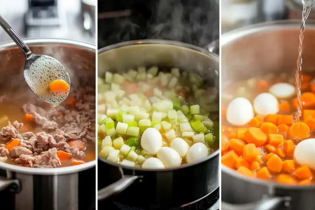 Step-by-step process of making Mock Turtle Soup