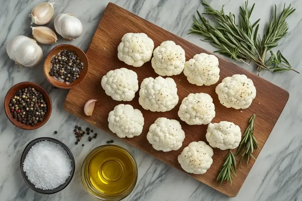 Fresh cauliflower mushrooms with herbs and spices