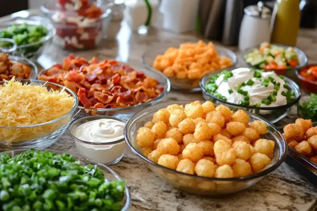 Ingredients for making loaded tater tots at home