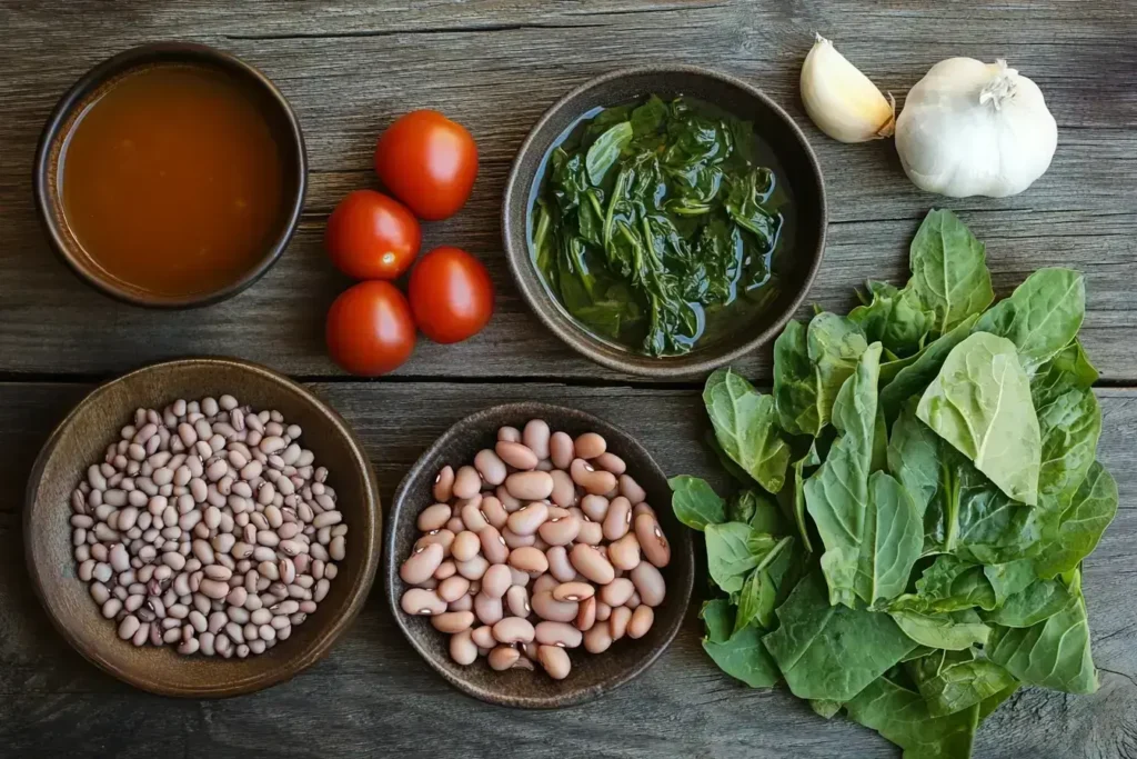 Fresh ingredients for making swamp soup