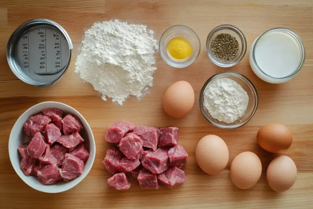 Ingredients for making chipped beef dumplings
