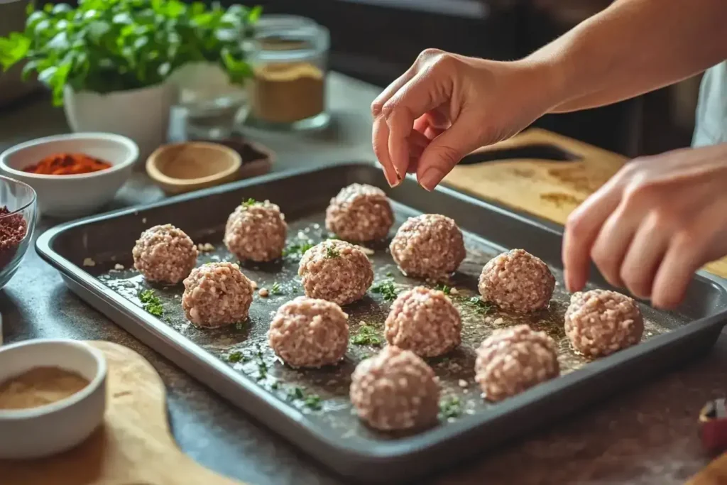Step-by-step guide to preparing gluten free meatballs.
