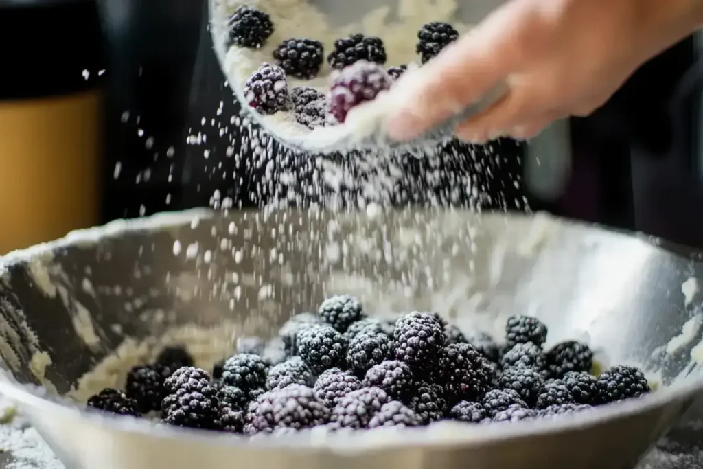 Step-by-step process of making a German blackberry cake