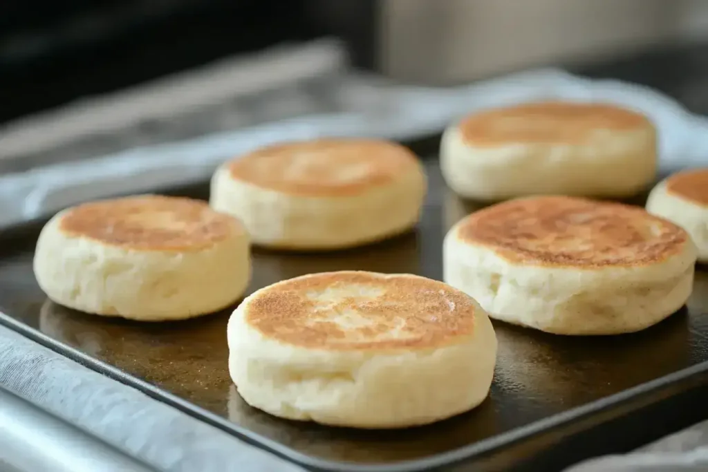 Step-by-step guide to making gluten-free English muffins on a stovetop.