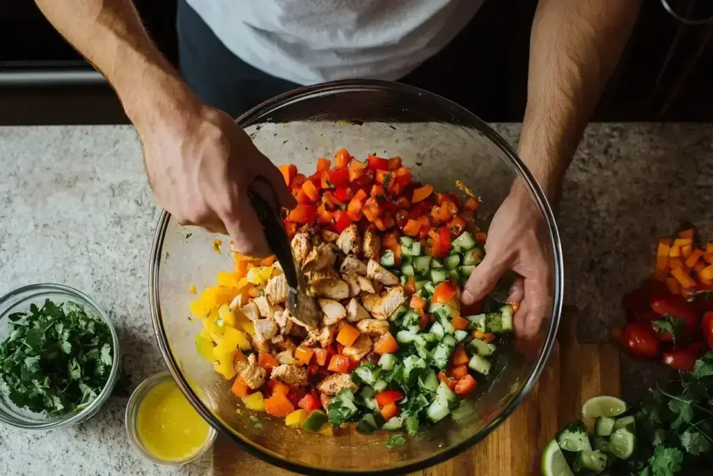 Step-by-step preparation of Mexican Chicken Salad